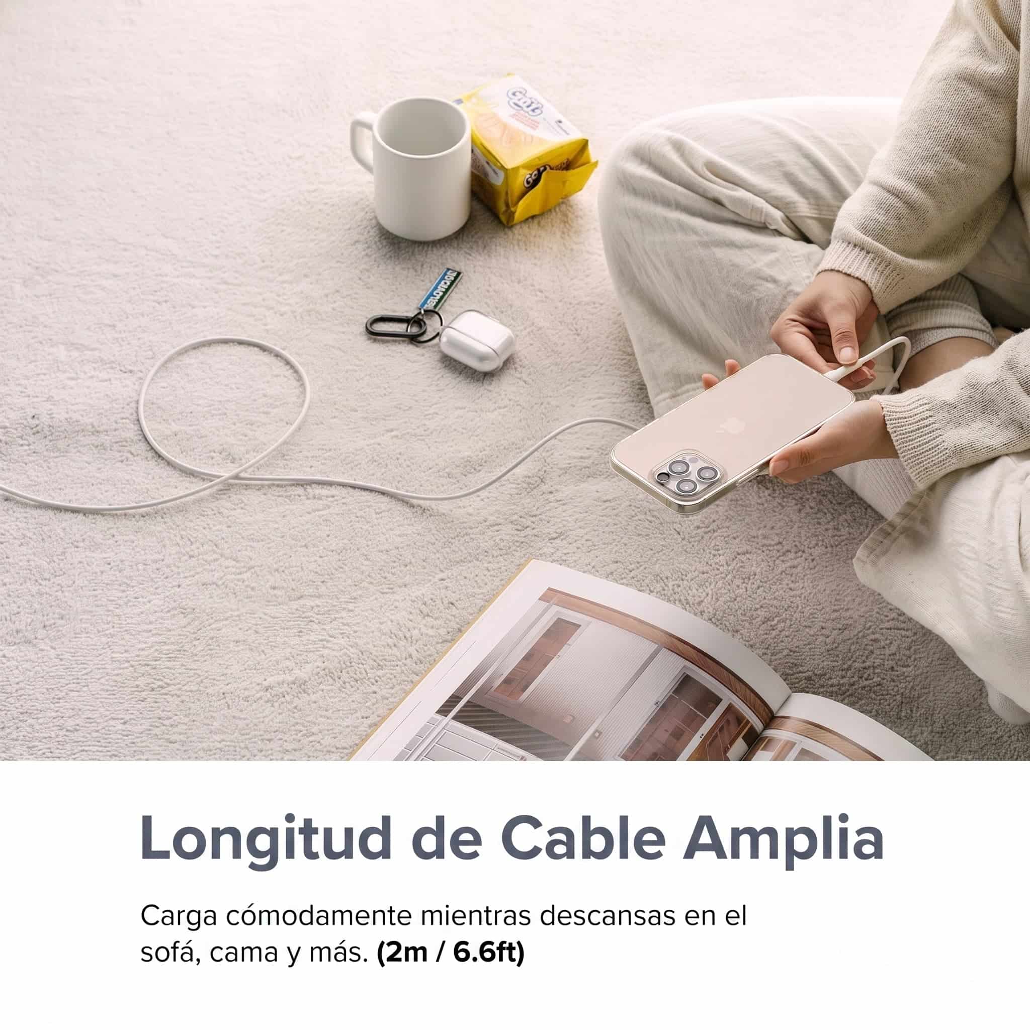 Ringke Pastel Cable - cable USB-A a USB-C 2M 12W Blanco