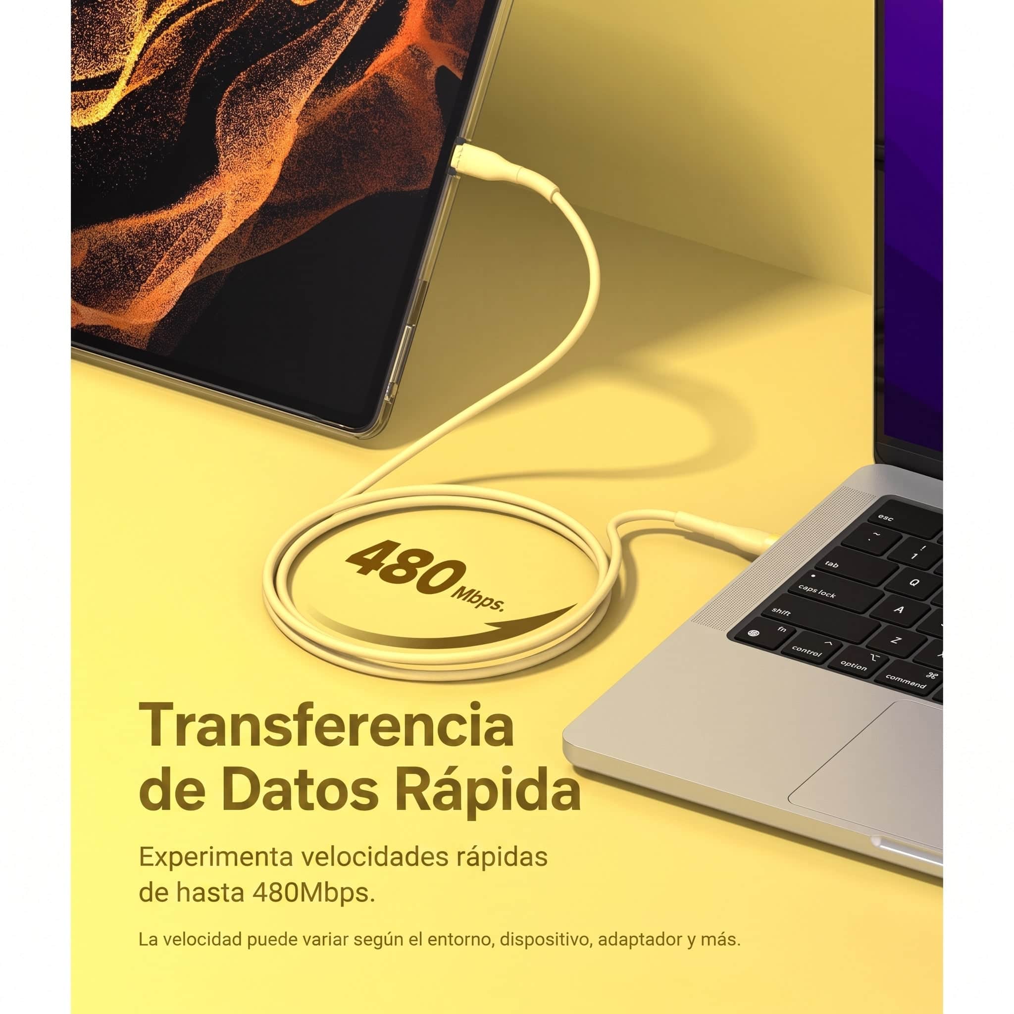 Ringke Pastel Cable - cable USB-A a USB-C 2M 12W - Amarillo