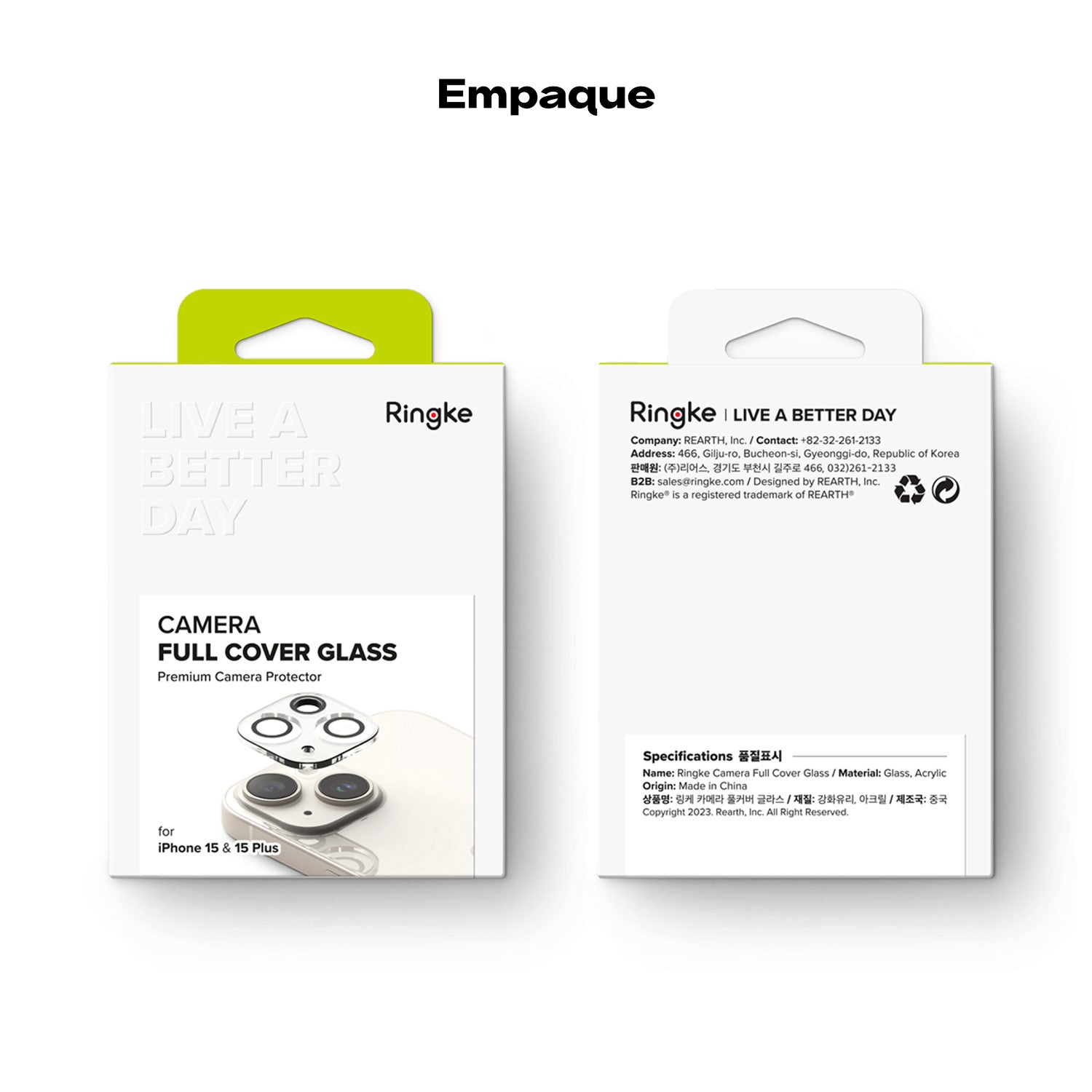 Protector de Cámara Ringke Full Cover Glass iPhone 15 / 15 Plus (2 und) - Ringke - Protector de cámara6 - 3 - 9 / PLRFCGIPH15PLDastore