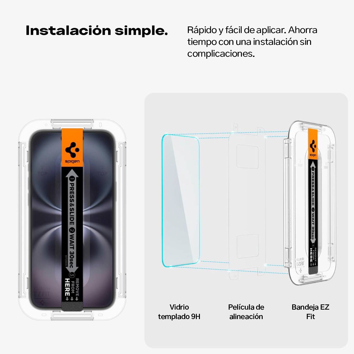Protector de pantalla Spigen EZ FIT GLAS.tR S.P. iPhone 16 / iPhone 15 (2 UND) - Spigen - Protector de pantalla7 - 3 - 5 / PPSEFIPH162UDastore