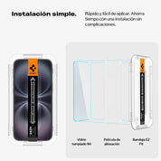 Protector de pantalla Spigen EZ FIT GLAS.tR S.P. iPhone 16 / iPhone 15 (2 UND) - Spigen - Protector de pantalla7 - 3 - 5 / PPSEFIPH162UDastore