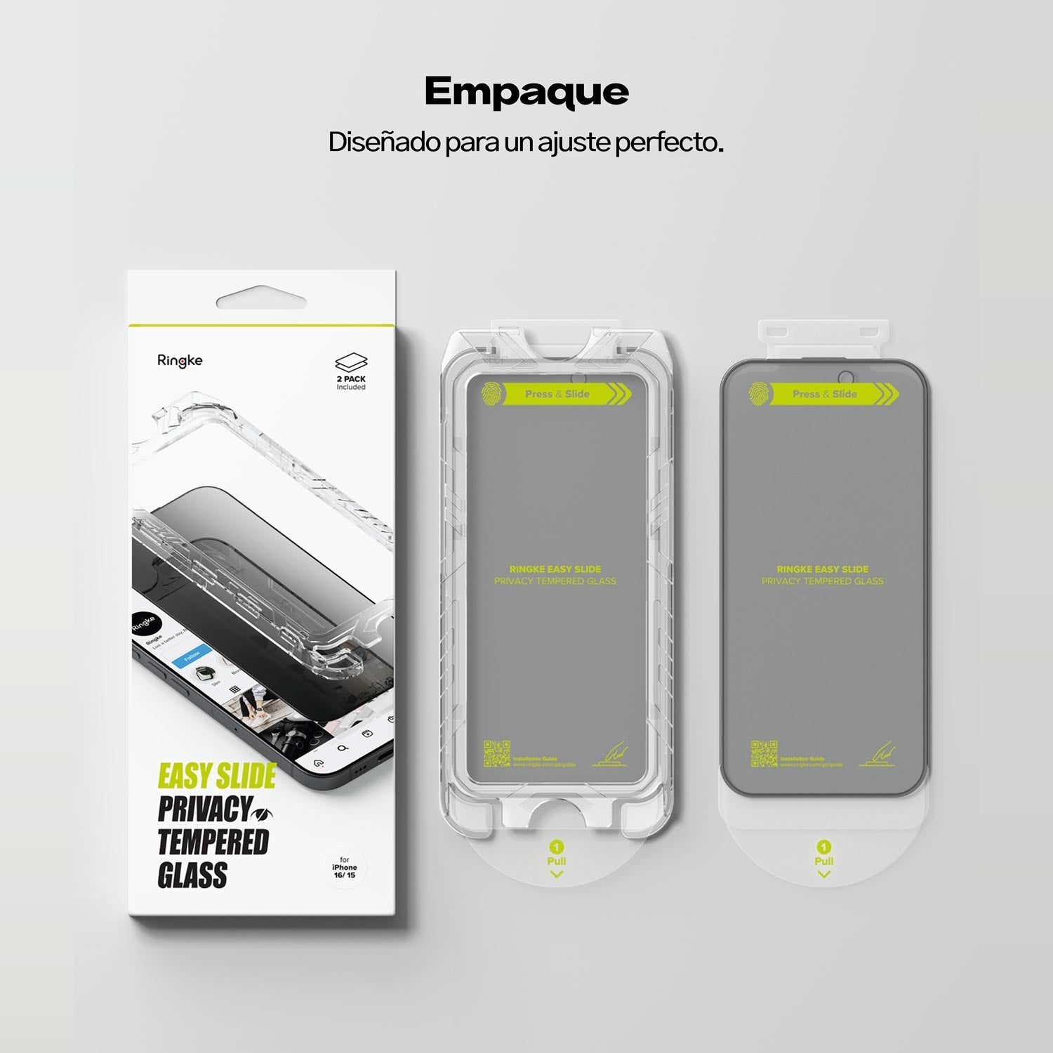 Protector de Pantalla Vidrio Ringke Easy Slide Anti - espía iPhone 16 / iPhone 15 (Instalador) 2 UND - Ringke - Protector de pantalla7 - 2 - 8 / PPVRESAP16P15I2UNDDastore
