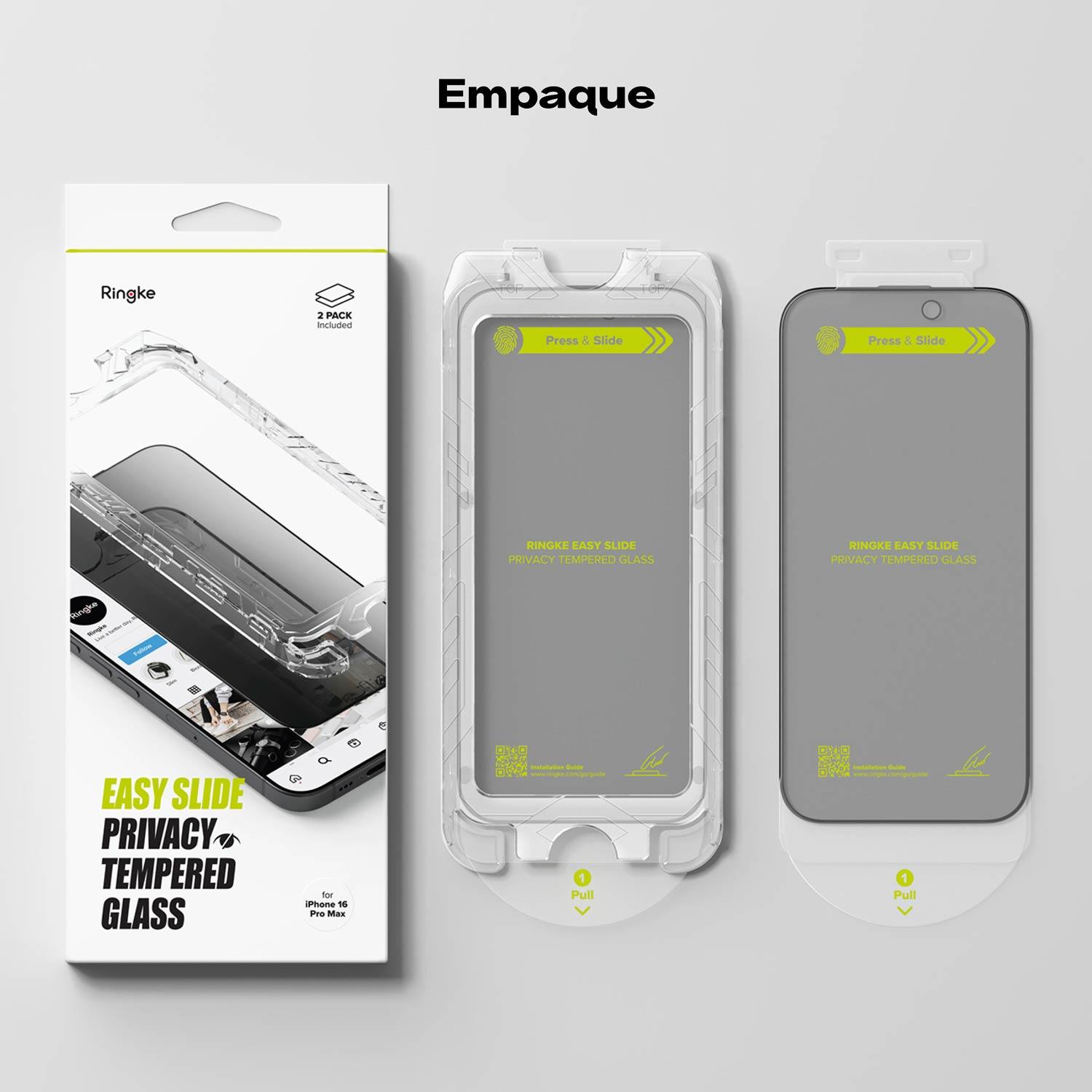 Protector de Pantalla Vidrio Ringke Easy Slide Anti - espía iPhone 16 Pro Max (Instalador) 2 UND - Ringke - Protector de pantalla7 - 5 - 2 / MRESPIPH16PMDastore