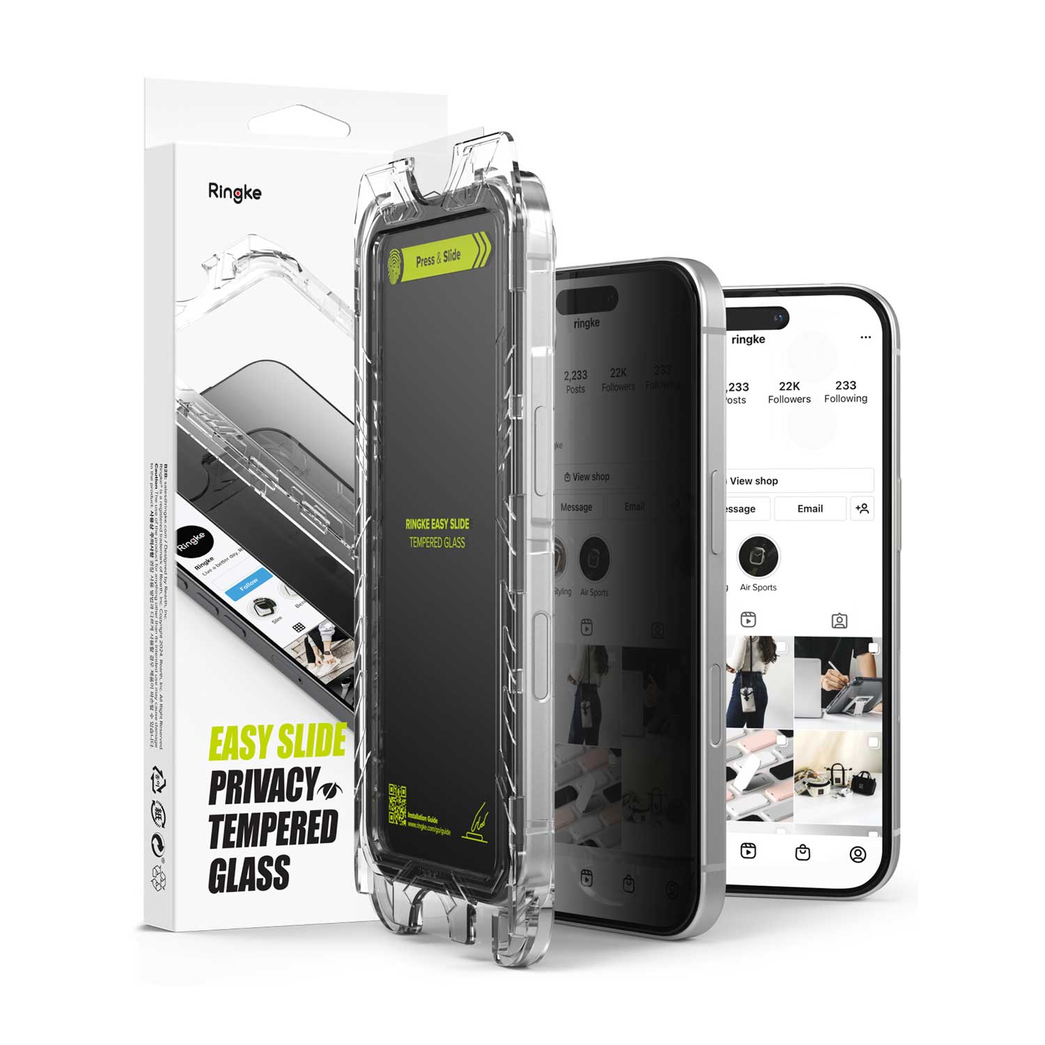 Protector de Pantalla Vidrio Ringke Easy Slide Anti - espía iPhone 16 Pro Max (Instalador) 2 UND - Ringke - Protector de pantalla7 - 5 - 2 / MRESPIPH16PMDastore