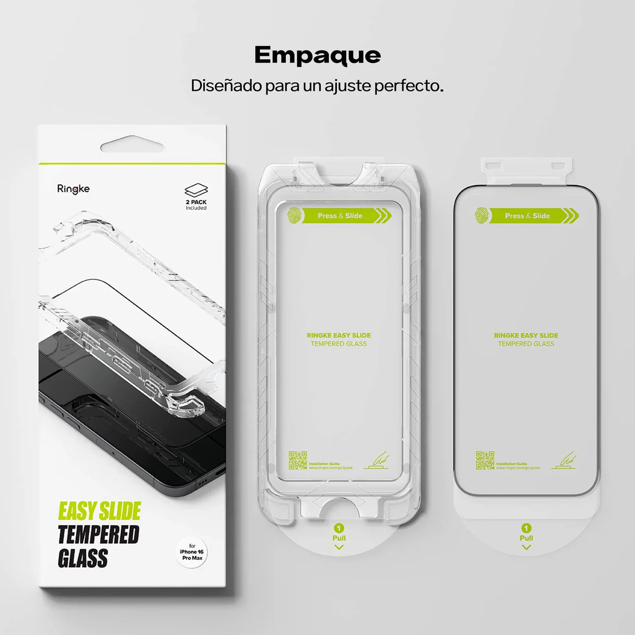 Protector de Pantalla Vidrio Ringke Easy Slide iPhone 16 Plus / iPhone 15 Plus (Instalador) 2 UND