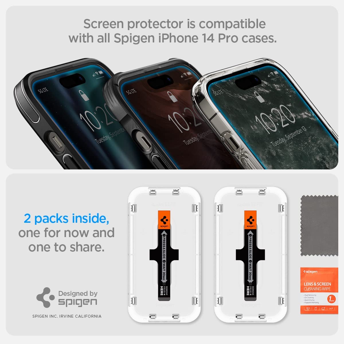 Spigen EZ FIT GLAS.tR iPhone 14 Pro (2 UND) - Spigen - Protector de pantalla7 - 6 - 8 / SEZFGTRSIPH14PDastore