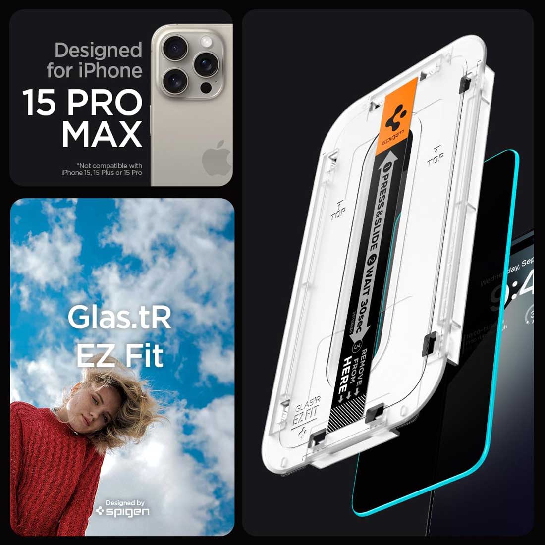 Spigen EZ FIT GLAS.tR Privacy iPhone 15 Pro Max (2 UND) - Spigen - Protector de pantalla7 - 8 - 5 / SEZFGTRSPIPH15PMDastore