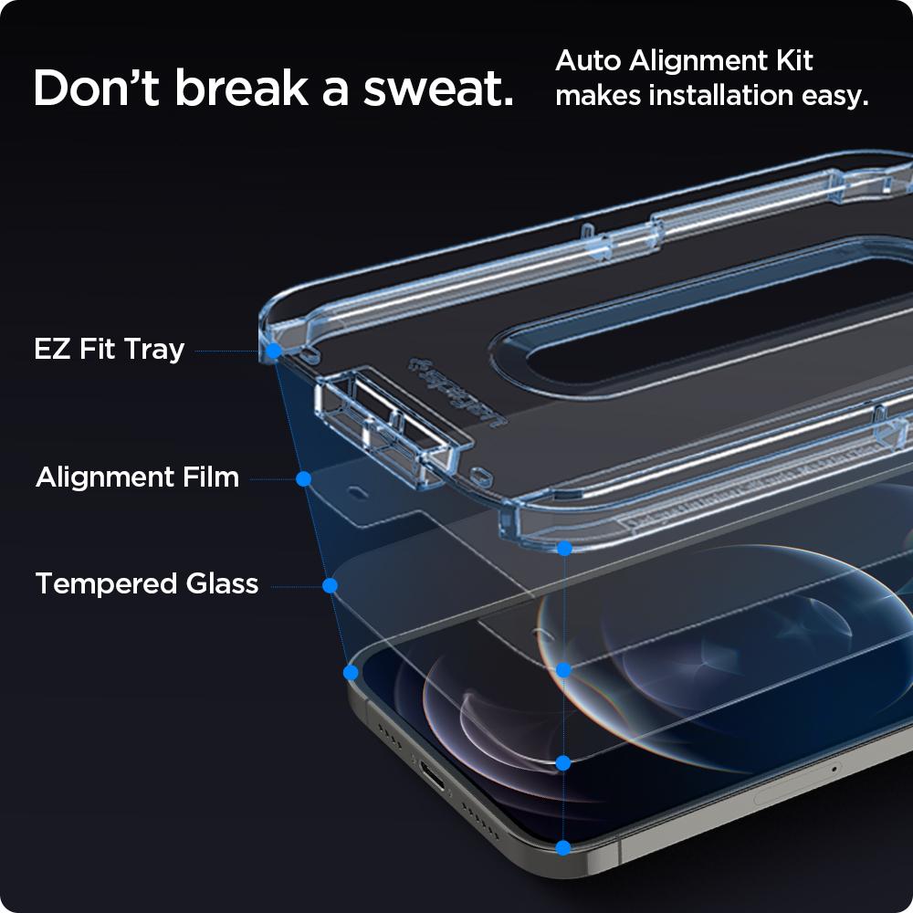 Spigen EZ FIT GLAS.tR SLIM iPhone 12 / 12 Pro (2 UND) - Spigen - Protector de pantalla/ SPEZFTGLTRSLIPH12Dastore