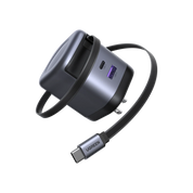 UGREEN cargador GaN 65W con cable retráctil y 3 puertos