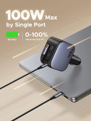 Cargador para auto Ugreen NEXODE 145W con cable retráctil integrado - 55910B