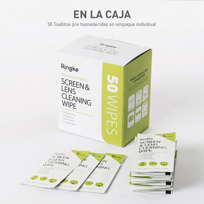 Ringke Toallitas de Limpieza Screen & Lens Cleaner Wipe (50 UND)