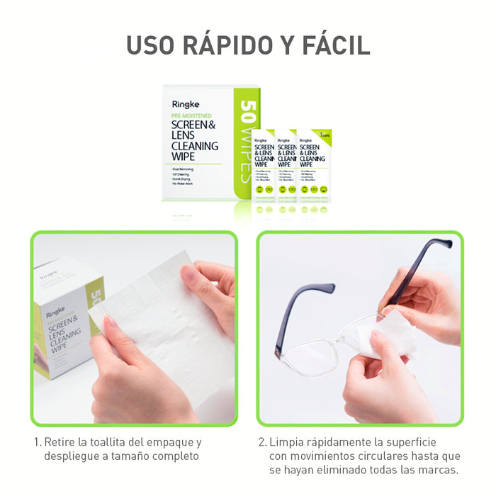 Ringke Toallitas de Limpieza Screen & Lens Cleaner Wipe (50 UND)