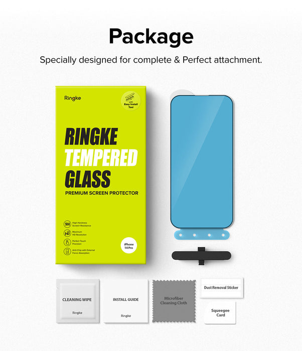 Protector de Pantalla Vidrio Templado Ringke iPhone 14 Pro (instalador)