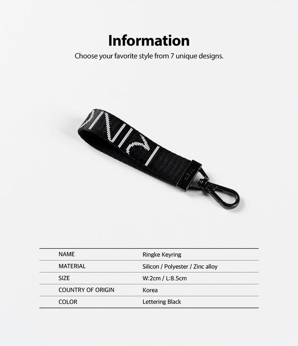 Correa Ringke Key Ring Strap - Lettering Black